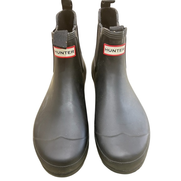 Hunter Black Rubber pull on short original Chelsea Boots size 10 - Picture 2 of 11